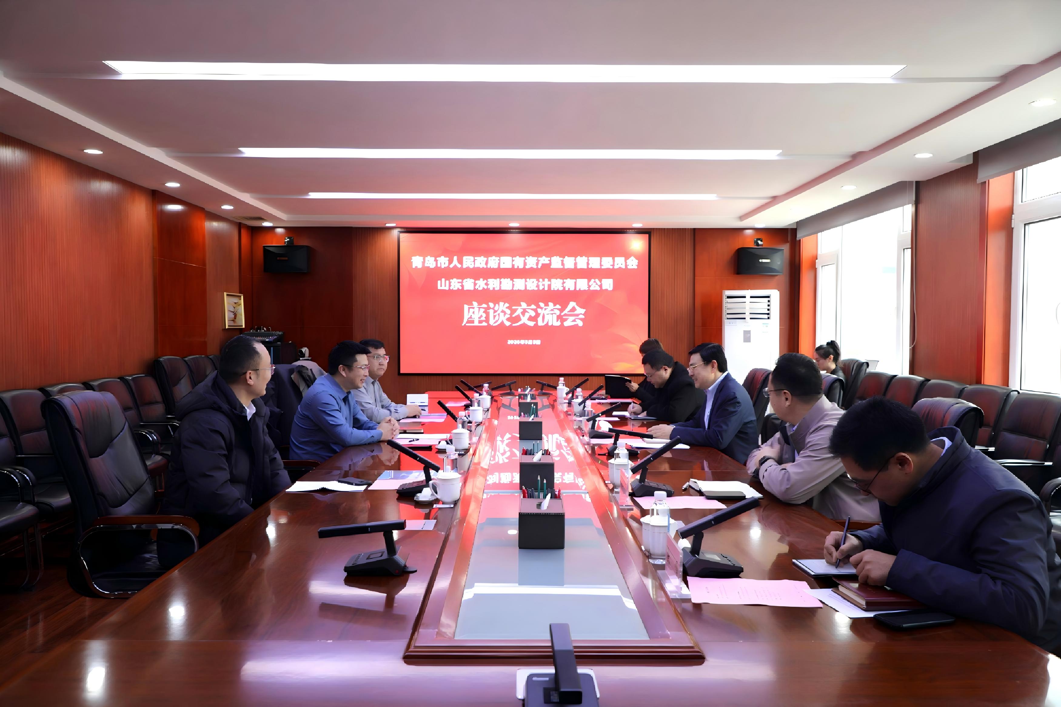 青岛市国资委党委委员、副主任朱文泉一行到访山东水设